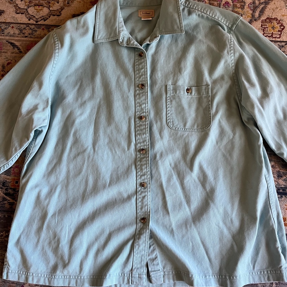 L. L. Bean Vintage Light Blue Button Down Shirt Jacket - Picture 2 of 4